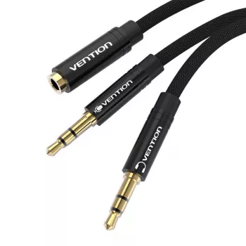 Vention BBLBAB cabo divisor de áudio 3,5 mm, conector fêmea para 2x conector macho, 0,6 m, preto