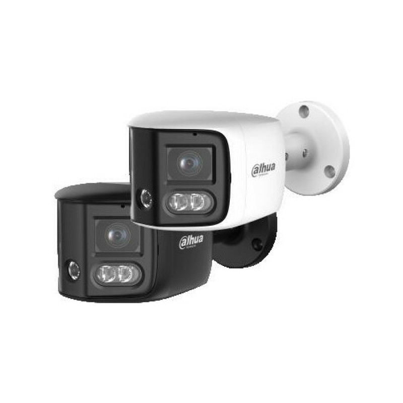 DAHUA IPC-PFW31259S-A180-E2-AS-PV-0280B TiOC Duo câmara IP de duas lentes de 12 MP, dissuasão ativa, áudio bidirecional, IR + luz branca 30 m, PoE, IP67