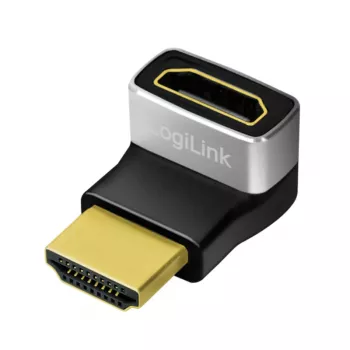 LogiLink AH0007A Adaptador HDMI, ângulo de 270°, ficha HDMI tipo A para conector fêmea, 8K/60 Hz, 48 Gbit/s, HDMI 2.1, preto