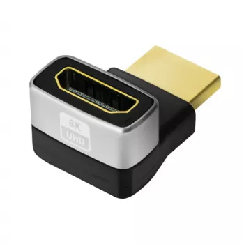 LogiLink AH0007A Adaptador HDMI, ângulo de 270°, ficha HDMI tipo A para conector fêmea, 8K/60 Hz, 48 Gbit/s, HDMI 2.1, preto