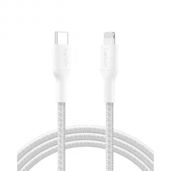 Belkin BOOSTCHARGE Cabo USB-C para Lightning trançado 2m branco