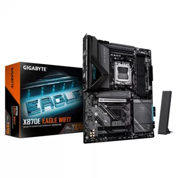 Placa-mãe GIGABYTE X870E EAGLE WIFI7 AM5 ATX, 4x DDR5, HDMI, DP, 4x M.2, USB4, Wi-Fi 7, 5GbE