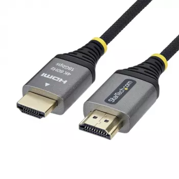 Cabo HDMI Premium High Speed com Ethernet StarTech.com - 3 m - preto e prata - 4K 60Hz, 1440p 144Hz, 18 Gbps, HDMI 2.0, macho para macho