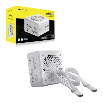 Fonte de alimentação CORSAIR RMe White Series RM850e 2026 850W totalmente modular ATX com certificação Cybenetics Platinum