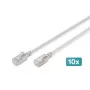DIGITUS Cabo de rede Slim Patch CAT 6A F/FTP, 0,5 m, cinzento, pack de 10