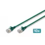 DIGITUS Cabo de rede Slim Patch CAT 6A F-FTP, 0,5 m, verde, pack de 10