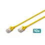 DIGITUS Cabo de rede Slim Patch CAT 6A F-FTP, 0,5 m, amarelo, pack de 10, LSZH, 10Gbps, 500MHz, cobre 28AWG, RJ45 banhado a ouro