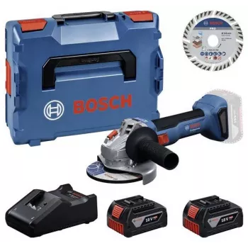 Bosch Professional GWS 18V-11 S rebarbadora sem fio com 2x baterias 4,0Ah, carregador e L-BOXX