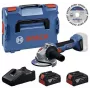 Bosch Professional GWS 18V-11 S rebarbadora sem fio com 2x baterias 4,0Ah, carregador e L-BOXX