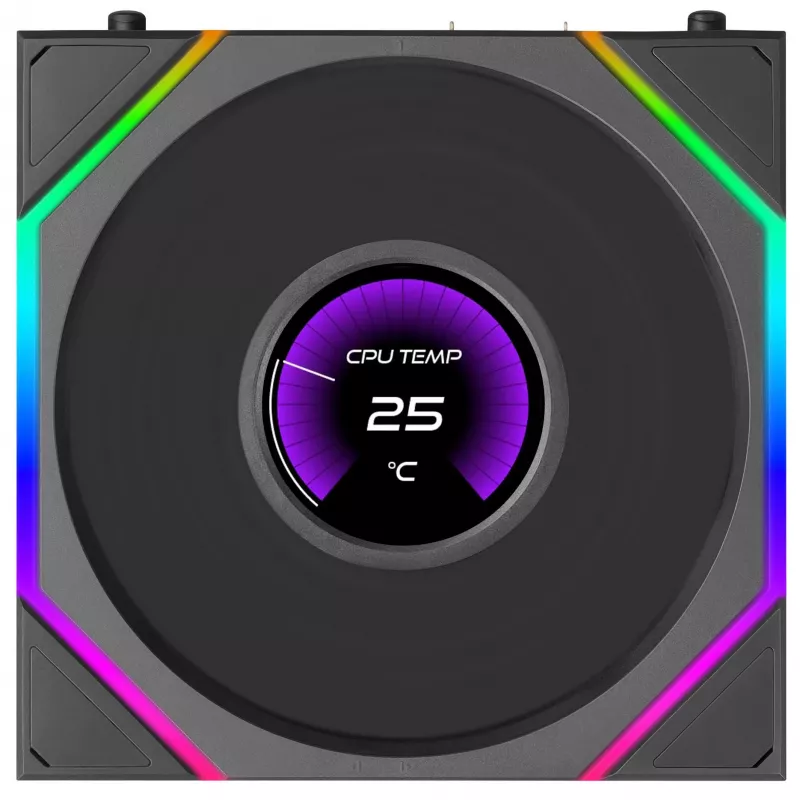 Ventoinha Lian Li UNI FAN TL LCD FLEX Wireless 120mm Reverse Blade ARGB PWM com ecrã LCD - Preto
