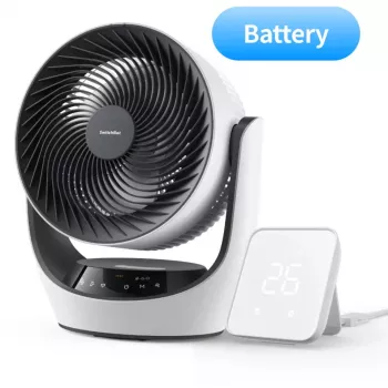 Ventilador de circulação inteligente a bateria SwitchBot com 100 níveis de velocidade, oscilação horizontal de 90° e vertical de 100°, Bluetooth e Wi-Fi (requer hub), Branco