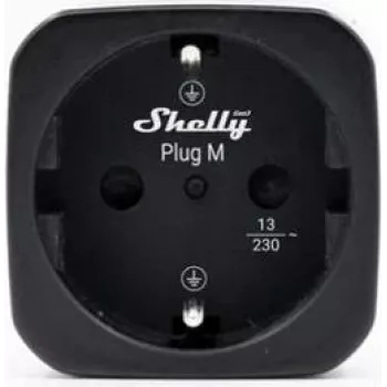 Tomada inteligente Shelly Plug M Gen3 pack de 4 preta com monitorização de energia, Wi-Fi e Bluetooth