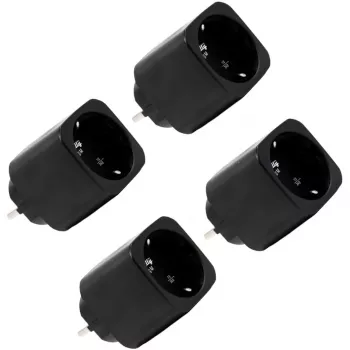 Tomada inteligente Shelly Plug M Gen3 pack de 4 preta com monitorização de energia, Wi-Fi e Bluetooth