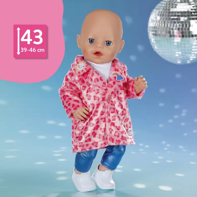 Conjunto de casaco BABY born Sarah Engels 43cm ZAPF CREATION - roupa para boneca rosa/cinzento/branco, 3 peças