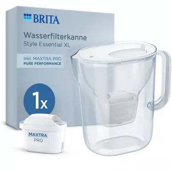 BRITA Style Essential XL Jarro filtrante de água branco com cartucho de filtro MAXTRA PRO Pure Performance