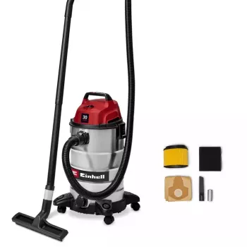 Einhell TC-VC 3055 S Aspirador de líquidos e pós 30 l, 950 W, depósito em aço inoxidável, função de sopro