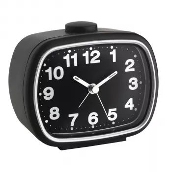 TFA 60.1017.01 Despertador de quartzo com ponteiro dos segundos silencioso - Preto/Branco