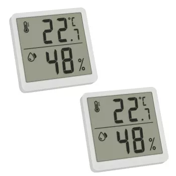 TFA 30.5059.02.02 Conjunto de 2 termo-higrómetros digitais, Branco/Prata