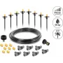 Conjunto micro-gota Delock para vasos – conjunto completo de rega gota a gota para plantas em vaso, 10 plantas, tubo principal de 15 m, gotejadores ajustáveis, resistente aos UV