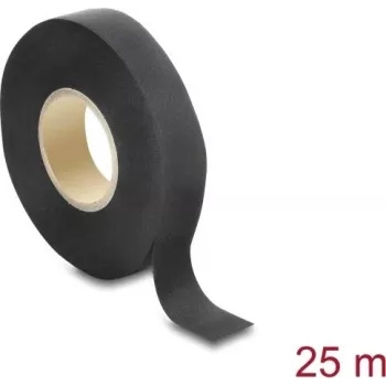 Fita de tecido Delock 25 m x 19 mm resistente autoadesiva preta