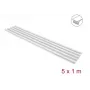 Calha de cabos autoadesiva Delock com tampa deslizante 15 x 10 mm - 1 m, pack de 5, branca