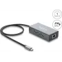 Adaptador de rede USB Type-C Delock Gigabit Ethernet com RJ45 PoE e USB Power Delivery
