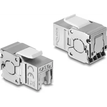 Módulo Keystone Delock RJ45 conector fêmea para LSA Cat.6A blindado, sem ferramentas, com proteção contra pó