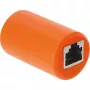 Acoplamento RJ45 Delock conector fêmea para conector fêmea Cat.6A blindado com proteção contra sobretensão, laranja