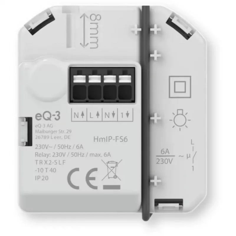 Atuador de comutação encastrado Homematic IP 6A