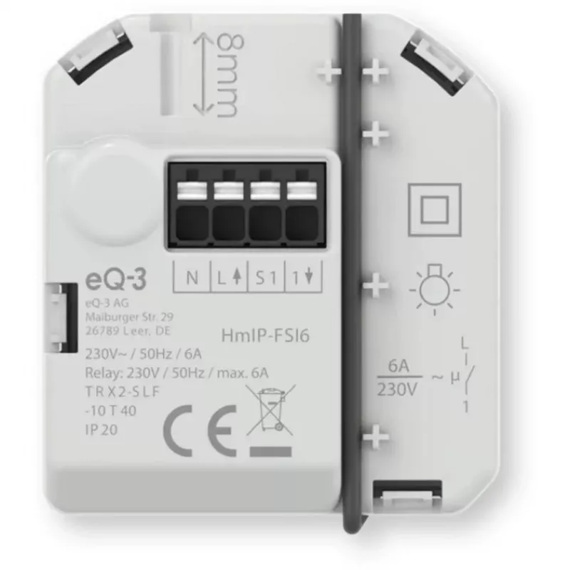 Atuador de comutação encastrado Homematic IP com entrada de botão (6 A)