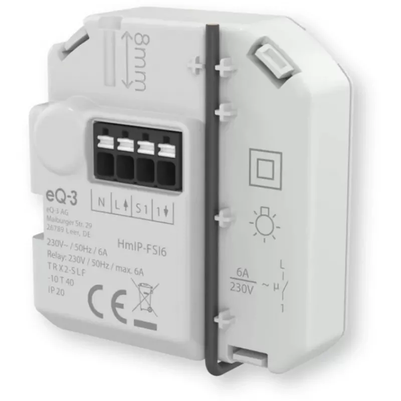 Atuador de comutação encastrado Homematic IP com entrada de botão (6 A)