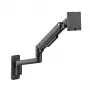 LogiLink BP0169 Braço para monitor com mola a gás em alumínio para ecrãs de 17–49 polegadas até 20 kg, fixação à mesa e por passagem, totalmente articulado, preto