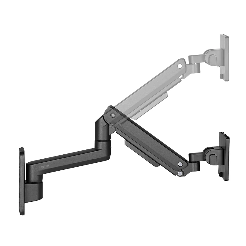 LogiLink BP0169 Braço para monitor com mola a gás em alumínio para ecrãs de 17–49 polegadas até 20 kg, fixação à mesa e por passagem, totalmente articulado, preto