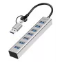 LogiLink Hub USB 3.0 7x USB-A cabo de ligação 2-em-1 prateado