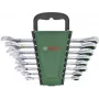 Bosch Conjunto de 8 chaves de caixa combinadas com catraca reversível de 72 dentes, cromo-vanádio, métrico 8-19 mm, mala verde/preto