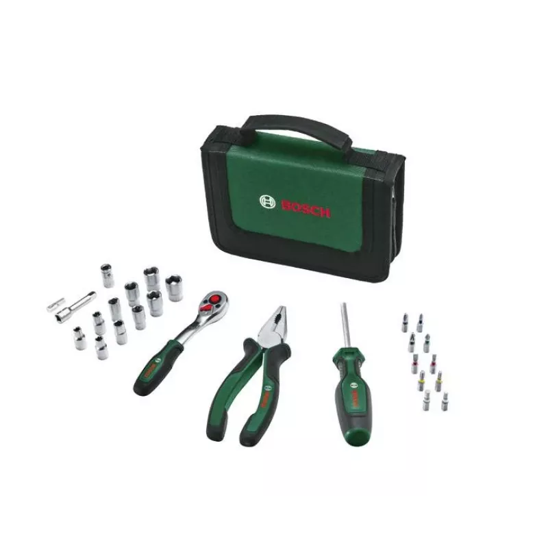 Bosch Conjunto de ferramentas Starter, 26 peças (verde/preto, com estojo de fecho em tecido)