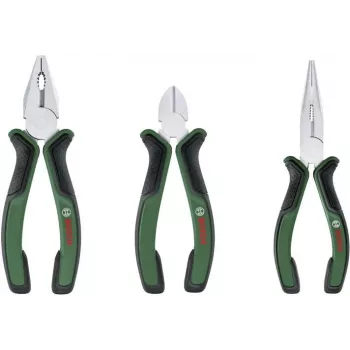 Bosch Conjunto de 3 alicates 1600A02C0S (verde/preto) – alicate universal, alicate de corte, alicate de bomba de água