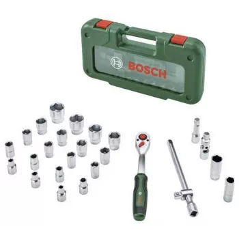 Bosch Catraca de 1/2 polegadas e conjunto de chaves de caixa, 26 peças, binário máx. 768 Nm, mala verde
