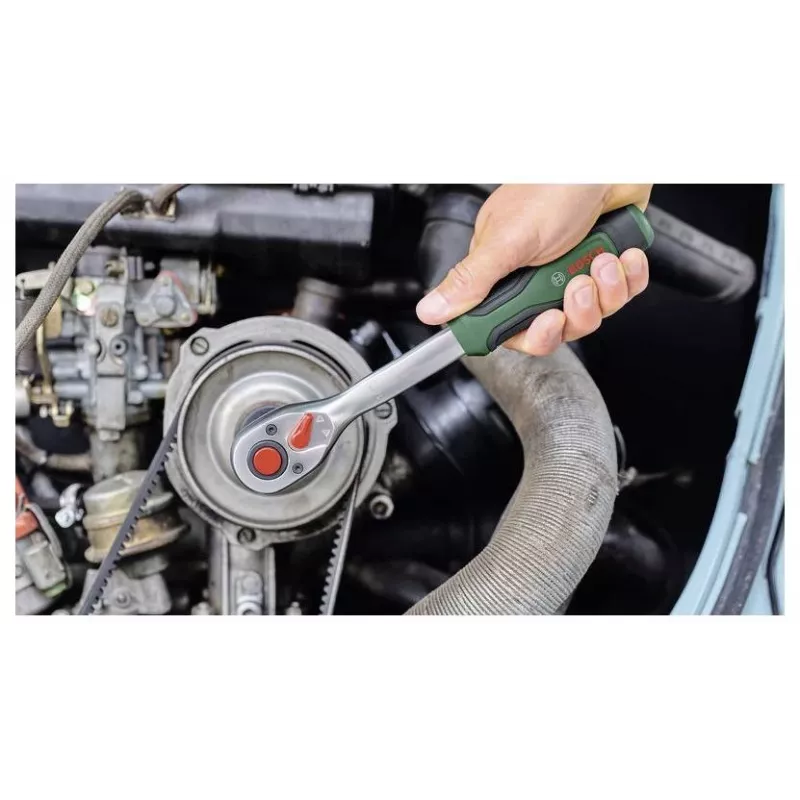 Bosch Catraca de 1/2 polegadas e conjunto de chaves de caixa, 26 peças, binário máx. 768 Nm, mala verde