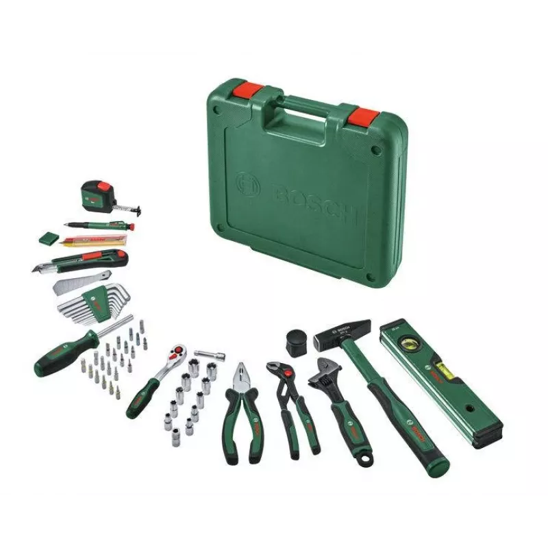 Bosch Conjunto de ferramentas domésticas de 73 peças em mala rígida verde