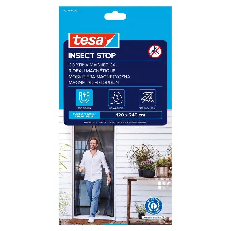 tesa Insect Stop Rede mosquiteira magnética para porta antracite 1,2 x 2,4 m