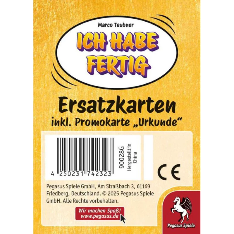 PEGASUS Ich habe fertig - cartas de substituição incl. certificado promocional (expansão)