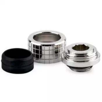 Conector de tubo Thermal Grizzly DeltaMate, latão - níquel brilhante, para tubos rígidos de 14 mm, rosca G1/4 polegadas