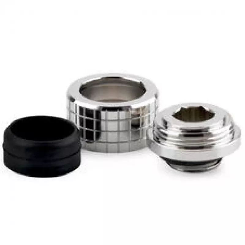 Conector de tubo Thermal Grizzly DeltaMate, latão - níquel brilhante, para tubos rígidos de 14 mm, rosca G1/4 polegadas