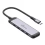 Hub USB-C MEDIARANGE MRCS512 4 portas 3x USB-C 3.2 Gen 1 + 1x PD 100W prateado