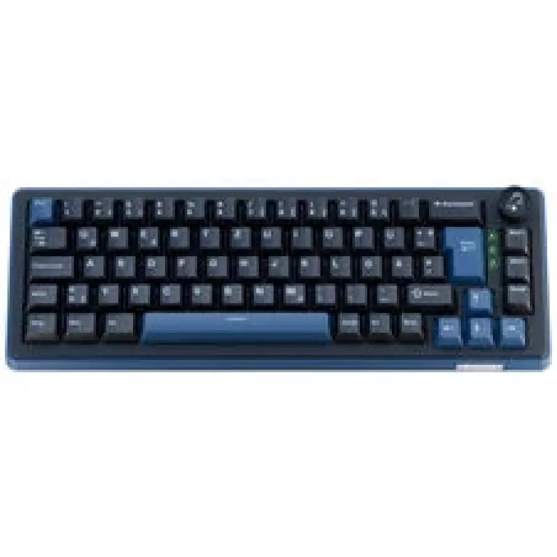 Teclado gaming mecânico Ducky OK-M 65, layout 65%, hot-swappable KTT Lineare Switches, RGB por tecla, ISO, keycaps PBT Double-Shot, com fios USB-C, preto