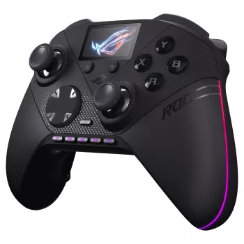ASUS ROG Raikiri II Pro Comando Gaming para PC - Triple-Mode (USB-C, 2,4 GHz RF, Bluetooth 5.0), ecrã OLED, 4 paddles programáveis, ESS-DAC, preto
