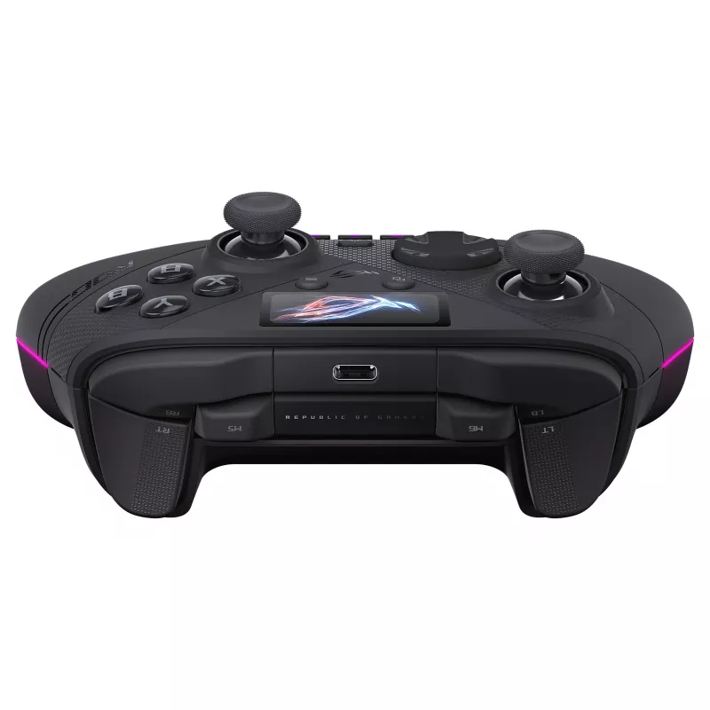 ASUS ROG Raikiri II Pro Comando Gaming para PC - Triple-Mode (USB-C, 2,4 GHz RF, Bluetooth 5.0), ecrã OLED, 4 paddles programáveis, ESS-DAC, preto