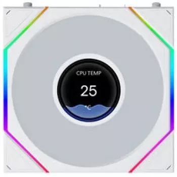 Lian Li UNI FAN TL120 LCD FLEX Wireless ARGB branco 120 mm Reverse Blade Ventoinha para caixa