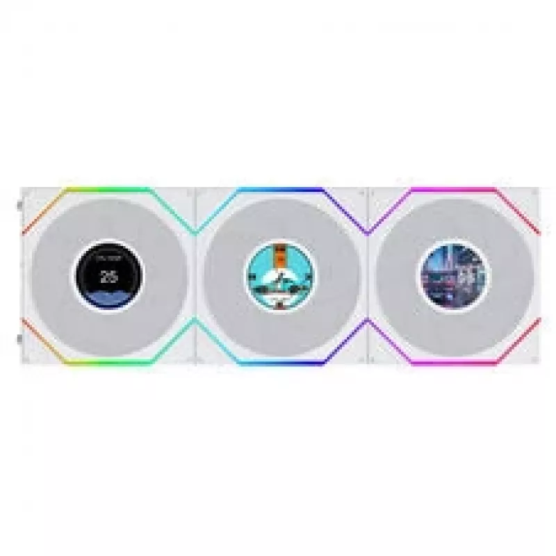 Lian Li UNI FAN TL120 LCD FLEX Wireless ARGB Reverse Pack de 3 branco 120mm Ventoinha para caixa